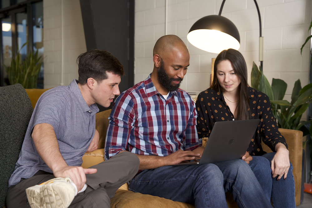 Kelly, Matthew and Jack project meeting