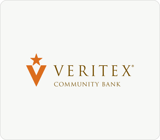 Veritex Community Bank logo with an orange star above a stylized V and the word VERITEX and 'COMMUNITY BANK' text.