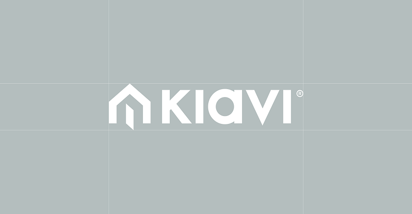 brand-identity-visual-system-img-1 | HIFI Agency | Financial Marketing Agency Kiavi logo: white stylized house icon followed by the word Kiavi on a gray background.