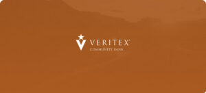 Vertex Community Bank logo in white on an orange background (branding banner)