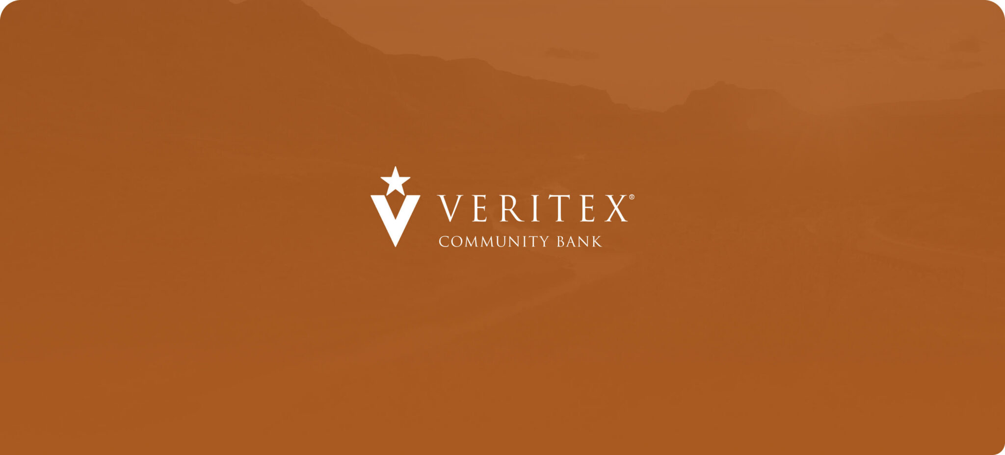 Vertex Community Bank logo in white on an orange background (branding banner)