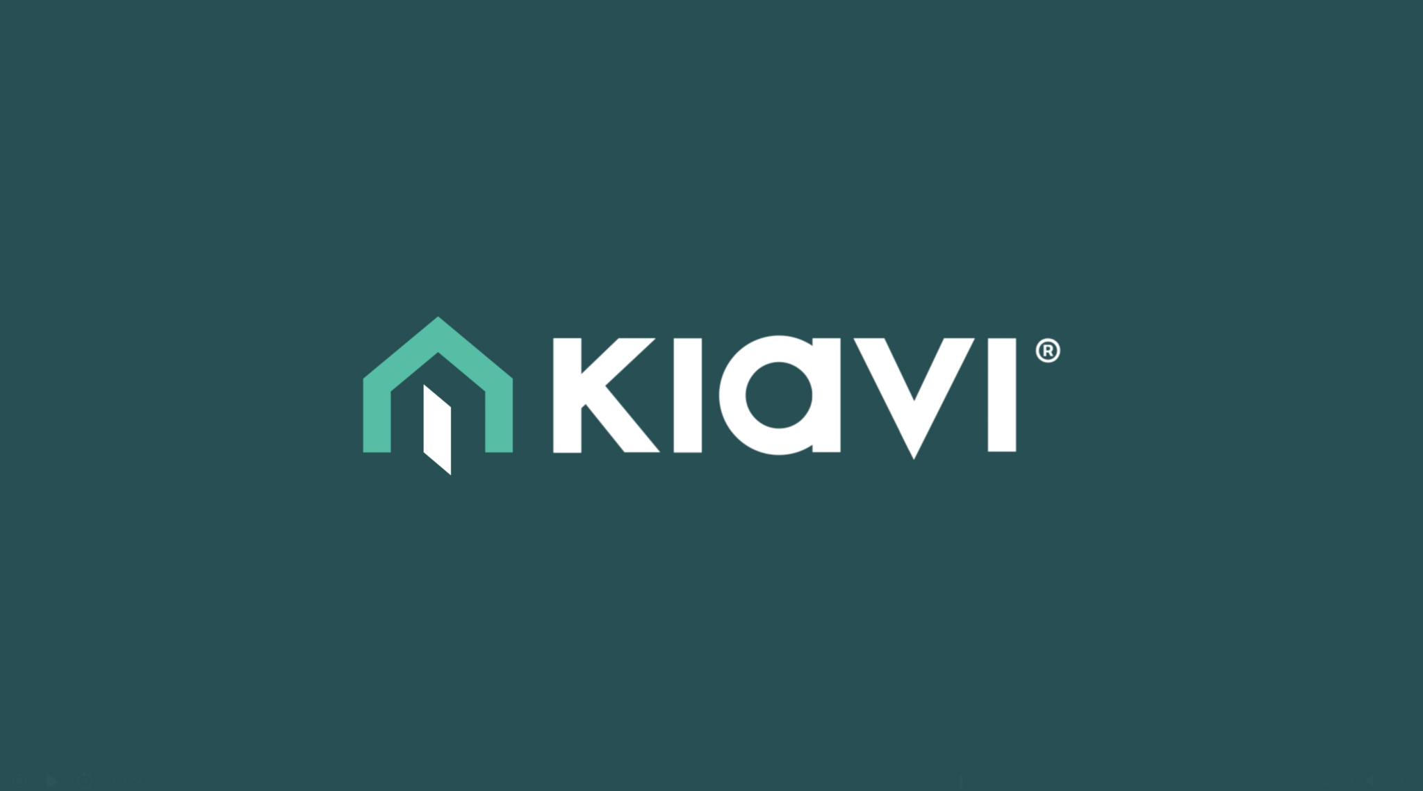 Kiwi logo: teal house icon beside bold white 'Kiwi' on dark teal background.