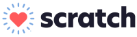 Scratch logo: a red heart encircled by blue accents with the word Scratch in blue