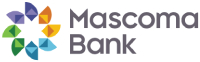 Mascoma Bank logo with a multicolored circular pinwheel to the left of the Mascoma Bank wordmark.