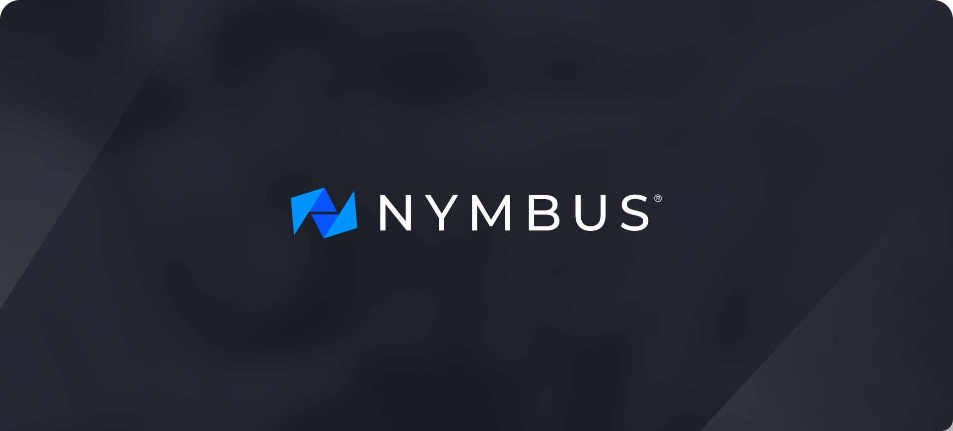 NYMBUS logo with a blue geometric mark on a dark diagonal-gradient background (brand header)